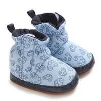 RUEWEY 0 to 18 Months Baby Bootie Fashion Car Print Socks Slipper Winter Warm Infant First Walker Shoes with Gripper Soles 6