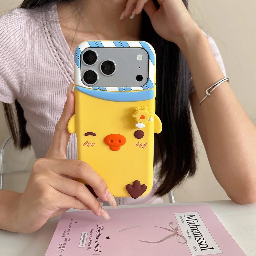 Charming 3D Cartoon Chick Shockproof Silicone Phone Case