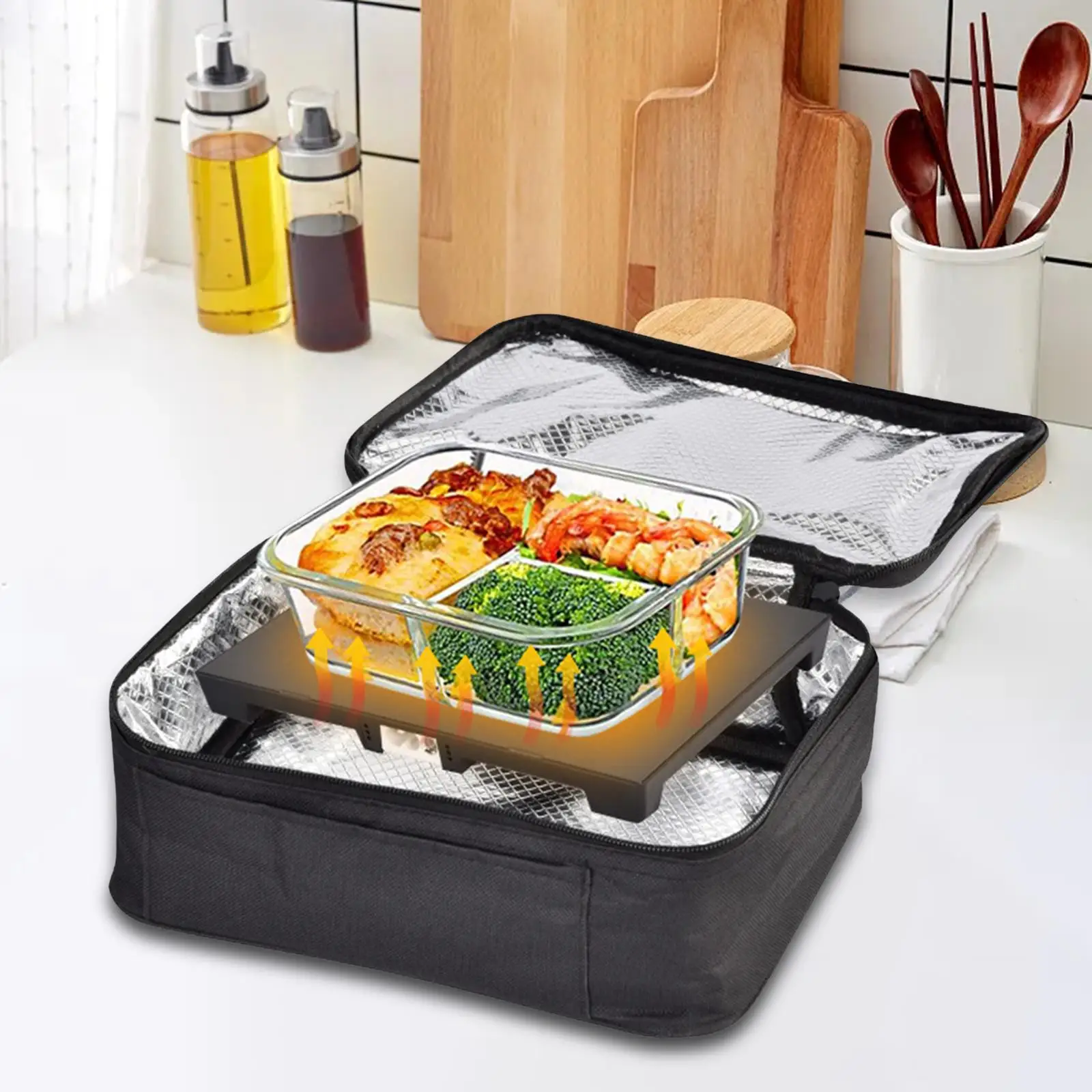 Portable Oven Waterproof for Meals Reheating Mini Electric Heated Lunch Pouch for Truck Trip Home Kitchen Camping Picnic