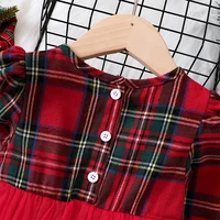 Rot Kariertes Langarm Kleid mit Tüll & Haarreifen – Bild 6