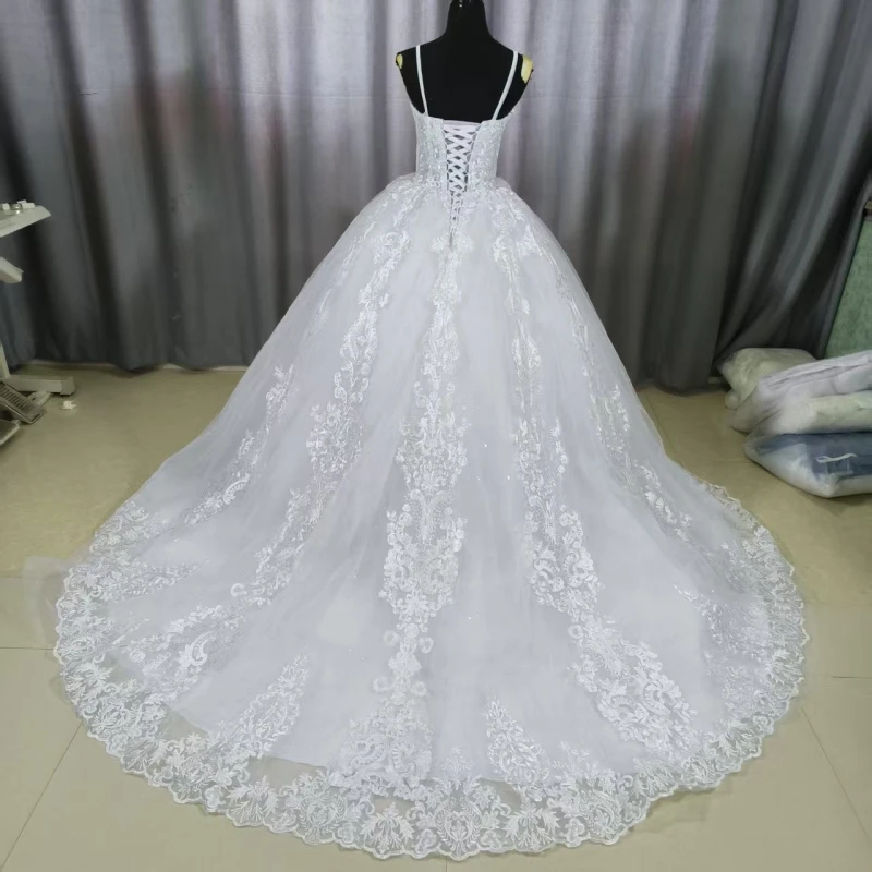 Whit Wedding Dresses For Women 2025 Summer Princesss Vintage Sweet Spaghetti Straps Sleeves Bridal Ball Gown Vestidos De Novias - 4