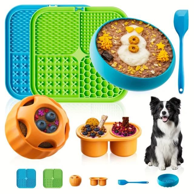 Dog Toys Interactive Silicone Licking Mat Snack Ball Bowl with Anti-Stress Anti-Demotivation Puzzle Accessories for Dogs Playful