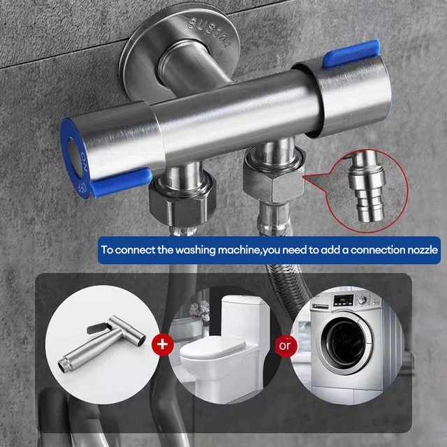 ห้องน้ําห้องน้ําจับคู่ชุดสเปรย์โถชําระล้าง, one in two out double control double out faucet, พร้อมสายยางยืดหยุ่น 1.5 ม 3