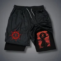 Men's Shorts Gothic Style Skull Print Double-deck 2-In-1 Running Shorts Summer Thin Sportswear Training Short Pants Y2K Clothes 2