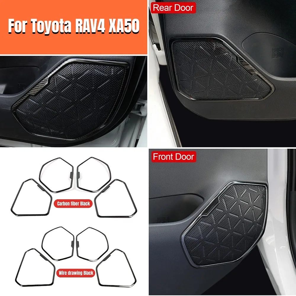 

For Toyota RAV4 XA50 2019-2022 2023 RAV 4 Hybrid Car Accessories Stainless steel Sticker Door Panel Sound Ring Frame Cover Trim