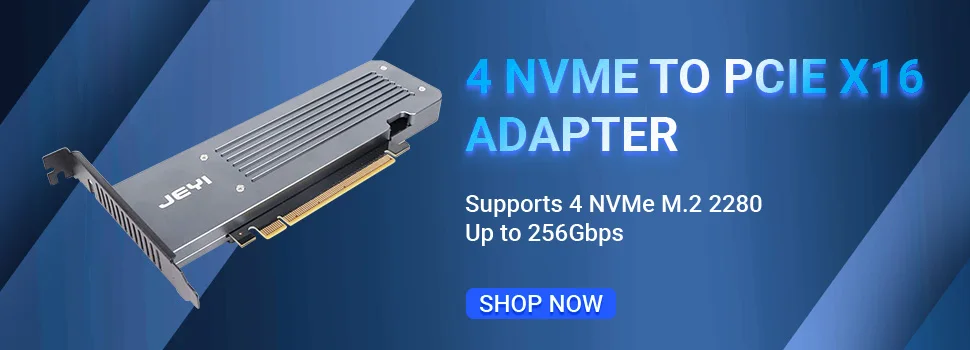 JEYI M.2 NVME zu PCIe Adapterkarte mit SSD-Kühlkörper, 64 Gbit/s SSD PCIe 4.0 X4 Erweiterungskarte für Desktop-PC, Gen4 Gen3 Gen2 – Detail 5