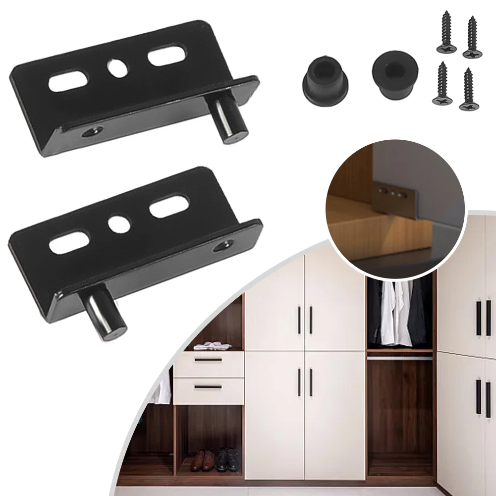 Iron Right Angle Pivot Hinge Set For Wooden Doors  Furniture Cabinets Installation With Screws Plastic Covers