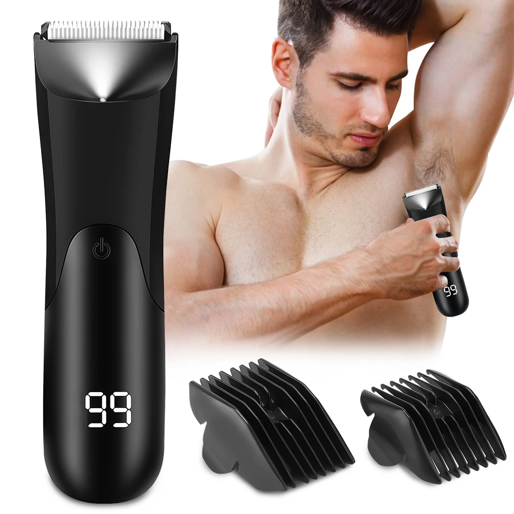 Men's Body Hair Trimmer Electric Shaver For Man Ball Pubic Groin Chest Underarm Leg Hair Removal Tool Beard Razor Ceramic Blade