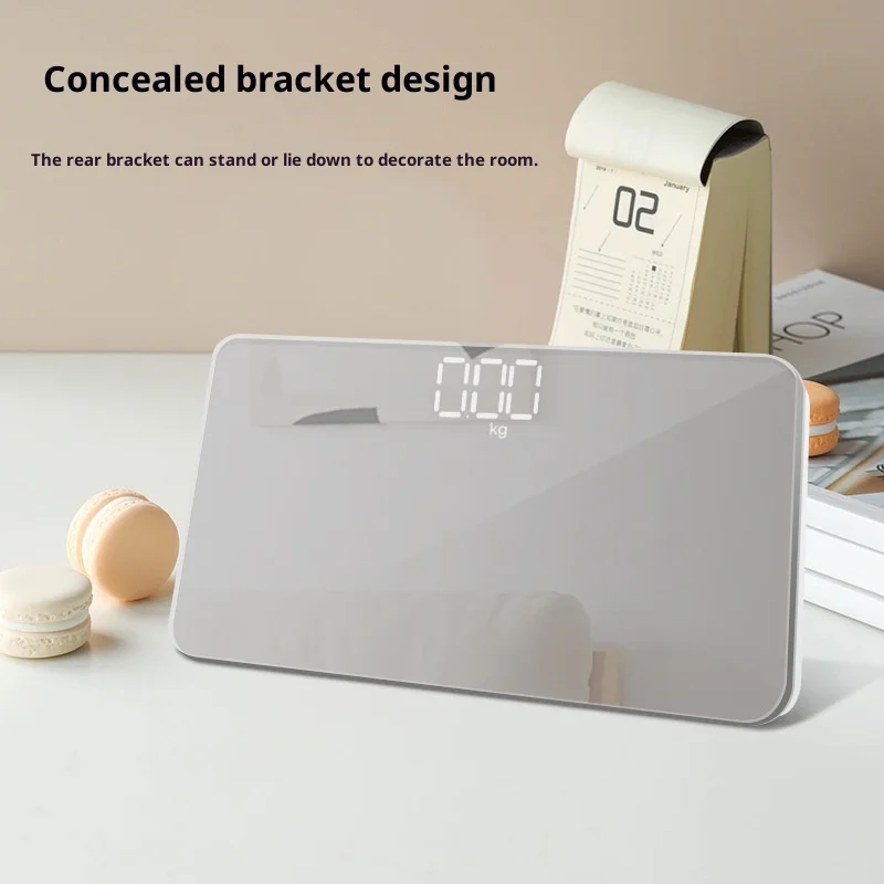 Mini balance numérique LED avec miroir, capacité maximale de 180 kg, design fin et portable, vision nocturne HD, idéale pour la maison ou les résidences étudiantes._voghion.com