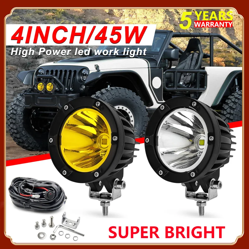 Haolide 4 Pollici Led Car Work Light 4X4 Offroad High Power Truck Atv Suv Tractor Boat Moto Auto Led Driving Fendinebbia 12V 24V