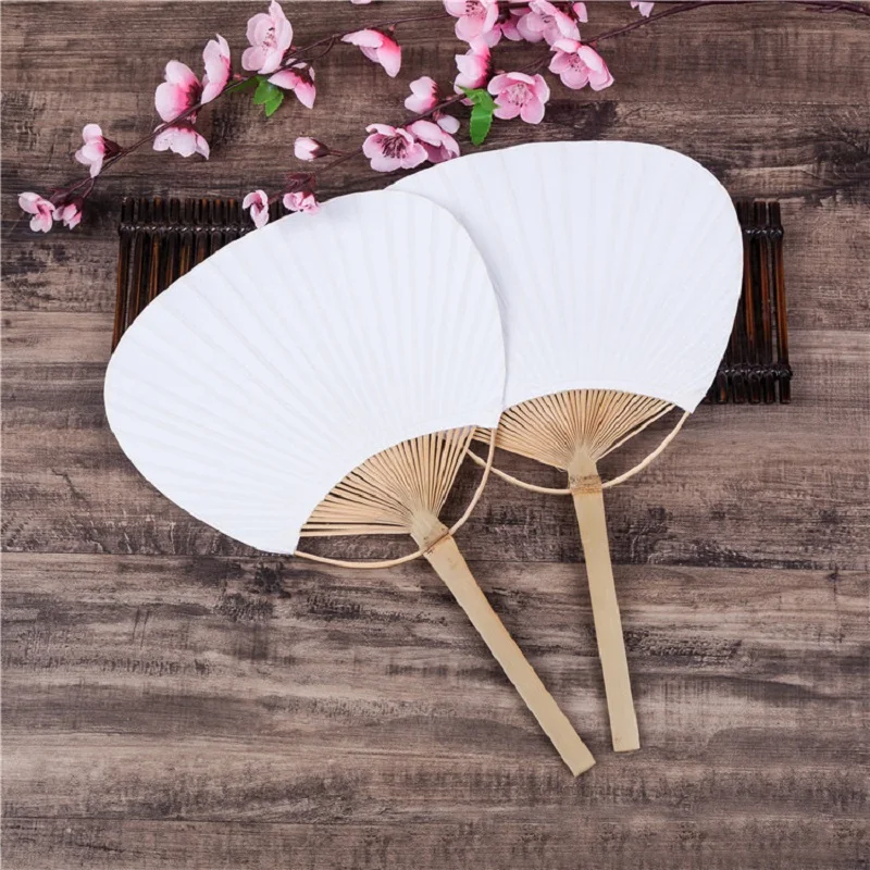 

Pai Pai Bambu 5/10/20/50pcs Pure White Bamboo Handle Blank Calligraphy Painting Blank Group Fan White Fan Summer