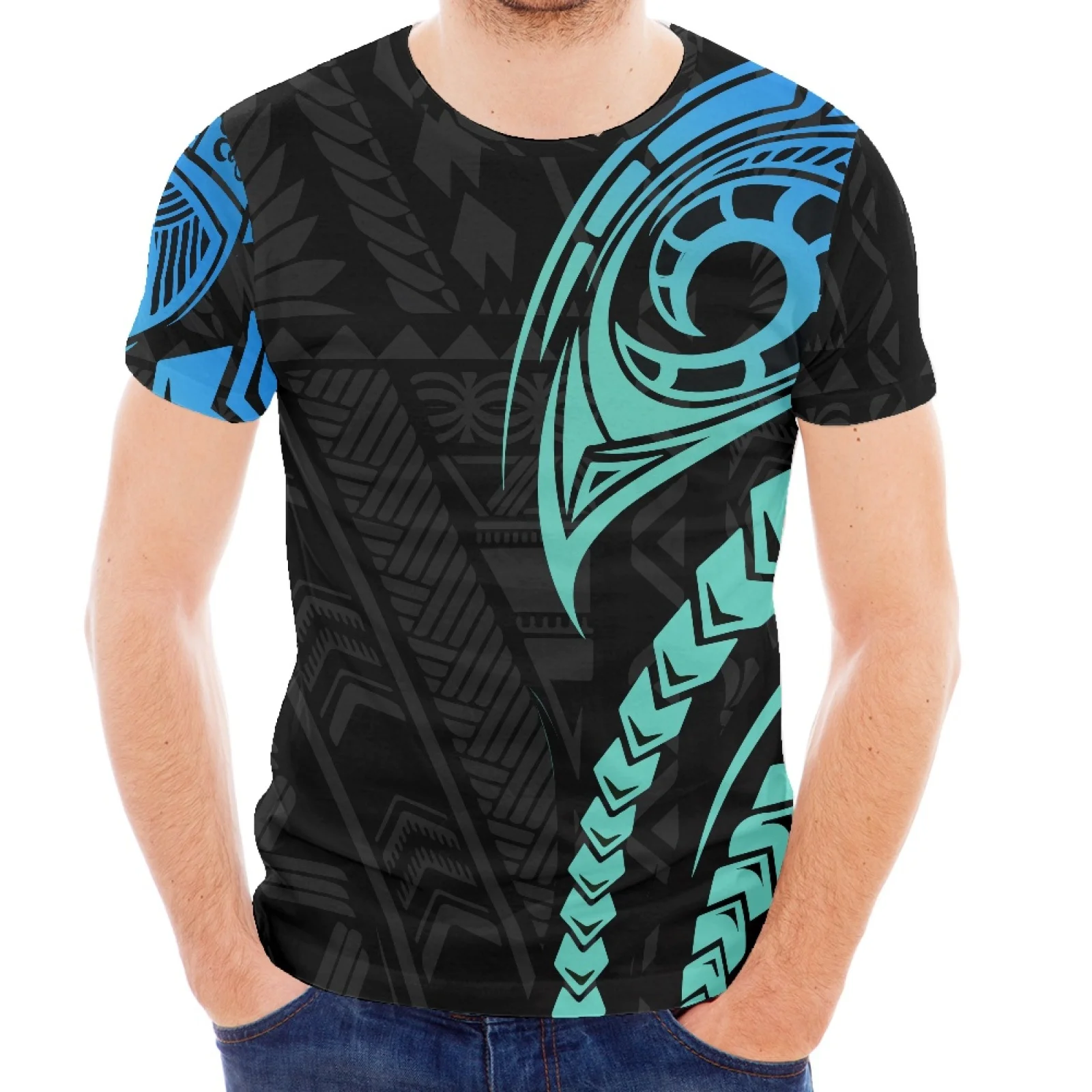 

Fashion Tattoo Design Print Polynesian Tribe Hawaii Summer Sport Slim Fit Shirt Luxury Men Short Sleeve T-Shirt Short Sleeve