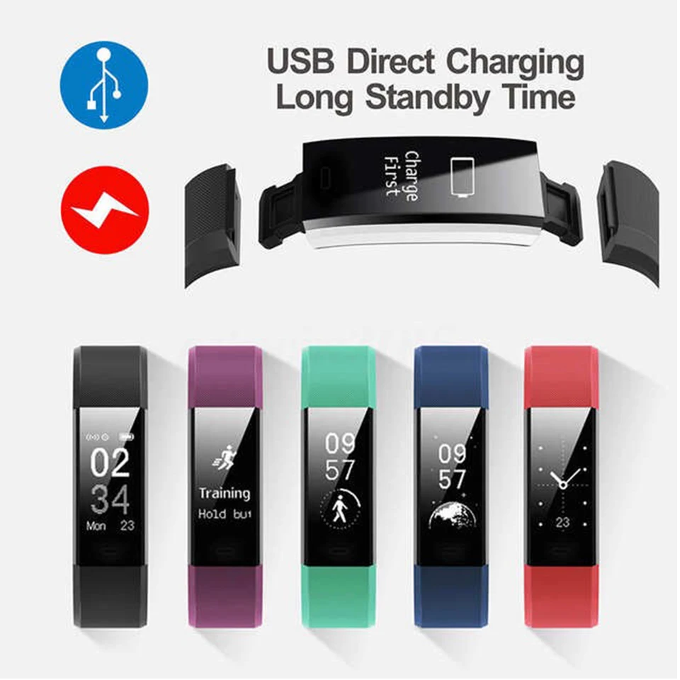 ID115 PLUS Smart Sports Bracelet Bluetooth Wristband Heart Rate