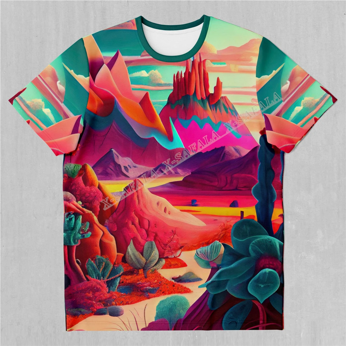 

Футболка мужская летняя из высококачественного дышащего быстросохнущего материала с 3D-принтом в стиле пустыни Триппи галактики и молочного волокна 210 г/м2