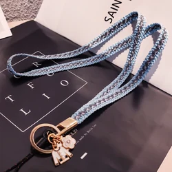 Versatile Detachable Phone Lanyard with Decorative Neck Strap and Keychain (Blue)