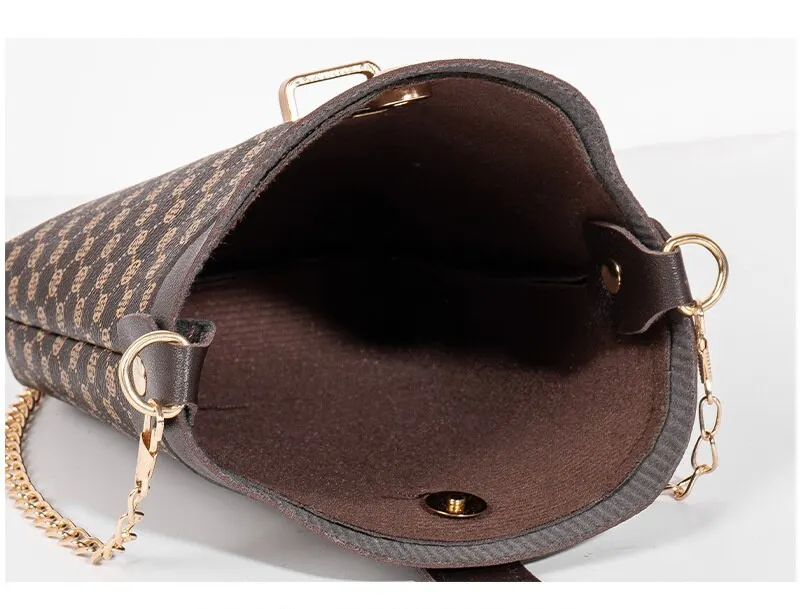 S8dc0dc6481ee491aad8c6b9ee38bb1a5y New Fashion Plaid Polka Dot Print Single Shoulder Bag Casual Oblique Chain Crossbody Mini Small Bucket Bag Mallzona