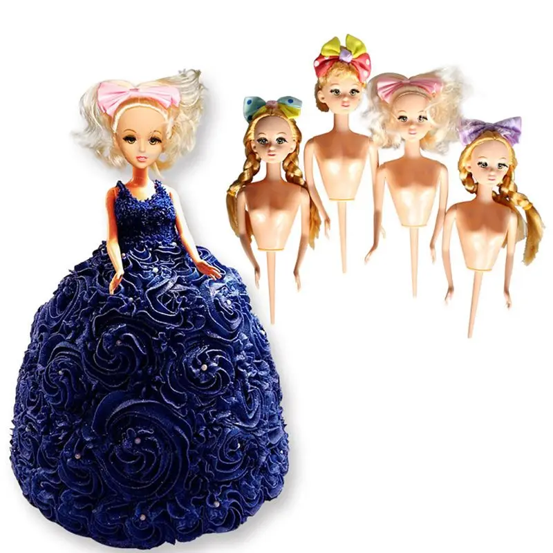 Cake Topper Doll Capelli lunghi ricci Occhi grandi Plug Palo