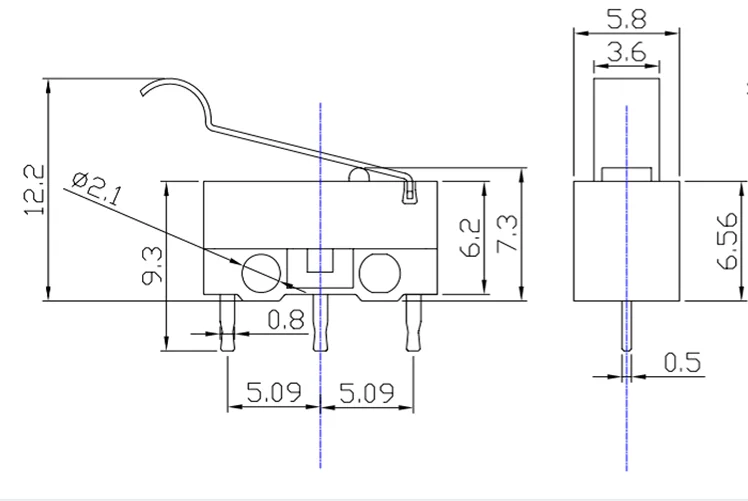 10Pcs Micro Endschalter Momentary Push Button Schalter 1A 125V AC Maus Schalter 3Pins Lange Griff Roller hebel Arm SPDT 12X6X6MM – Detail 2