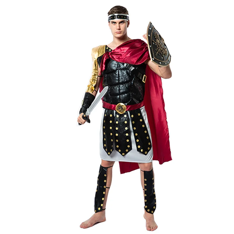 

Medieval Ancient Roman Royal Knight Warrior Cosplay For Men Adult European Gladiators Soldier Cloak Halloween Carnival Costume