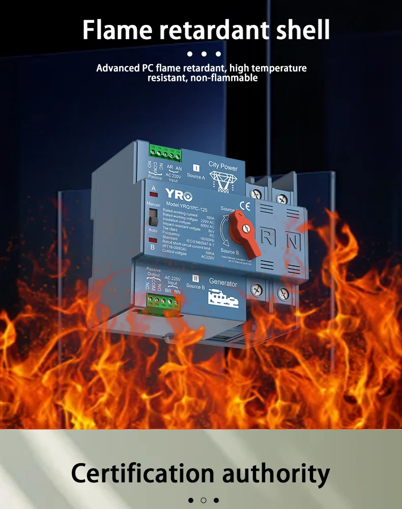 Description Picture 4 of item400VAC 220VAC 63A 2P  4P 125A Single Phase ATS Automatic Transfer Switch Changeover Dual Power For Generator solar