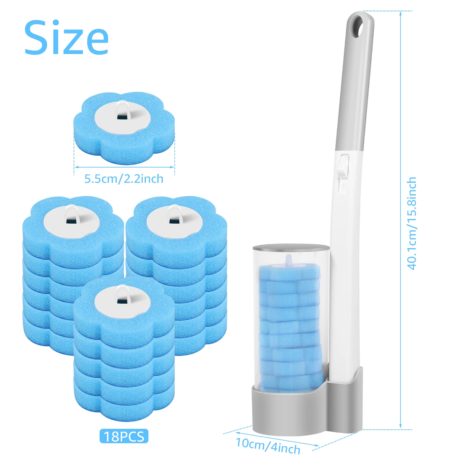 Toilet Brush Disposable Replacement Head Set with Long Handle