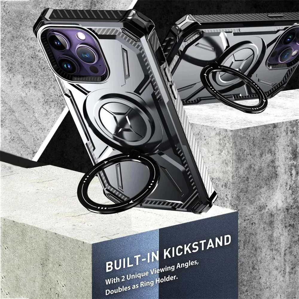 Magnetic Shockproof Bumper Armor Case with Magsafe Ring Holder