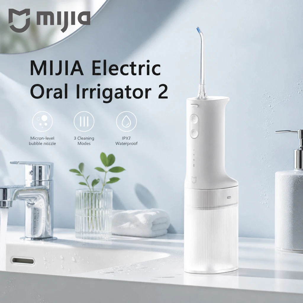 MIJIA 전기 구강 세정기 2 휴대용 워터 플로셔 200mL 3모드 치아/잇몸 세..