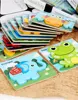 Toddler Puzzles Wooden Jigsaw 5.87 in with 3D Cartoon Animals Frog Elephant Owl Lion Shape Montessori Toys for Infant Kids 4