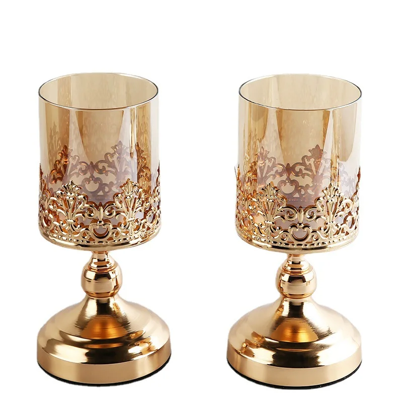 European Glass Storage Jar Luxury Embossed Jewelry Cosmetics Cotton Swab Box Gold Border Craft Candy with Lid Home Ornament