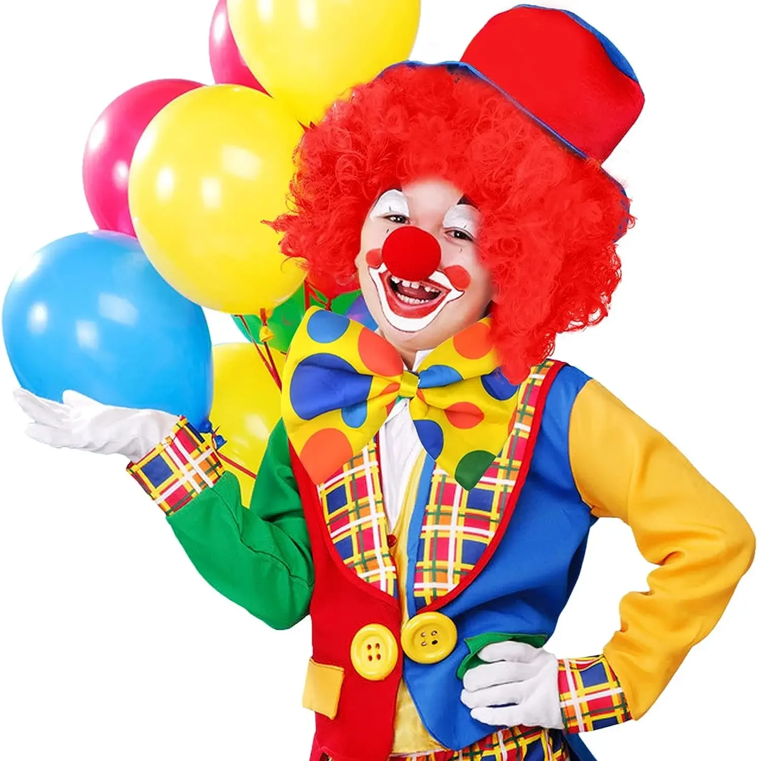 Parrucca da clown riccia ondulata da prestazione Parrucca sintetica per capelli cosplay Cappello per capelli Cappello per parrucca da circo da clown riccio ondulato arcobaleno colorato Carnevale - immagine 5