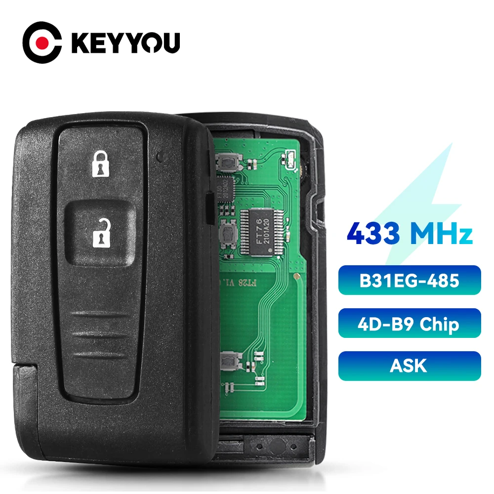 

Брелок для ключей с чипом 4D B9 ASK 433 МГц для Toyota Prius 2004 2005 2006 2007 2008 2009, дистанционный смарт-ключ