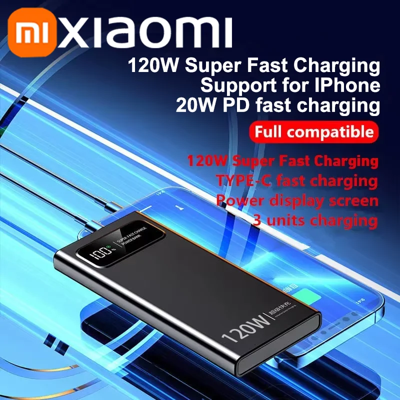 Xiaomi 120W Power Bank Super Fast Charging Phone Battery High Capacity Digital Display Power Bank For iPhone Samsung Huawei portable battery charger
