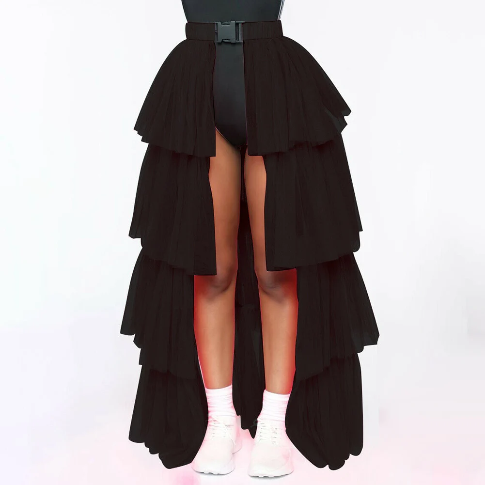 Womens Tutu Skirt Mesh Tulle High Low Bustle Skirt Dancing Petticoat Skirt Fluffy Underskirt Clubwear Party Dress 5