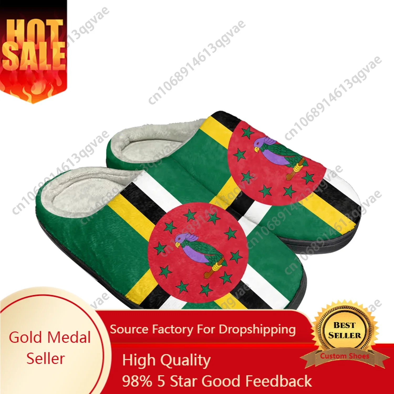 Commonwealth of Dominica Flag Home Cotton Custom Slippers Mens Womens Sandals Plush Bedroom Keep Warm Shoes Thermal Slipper