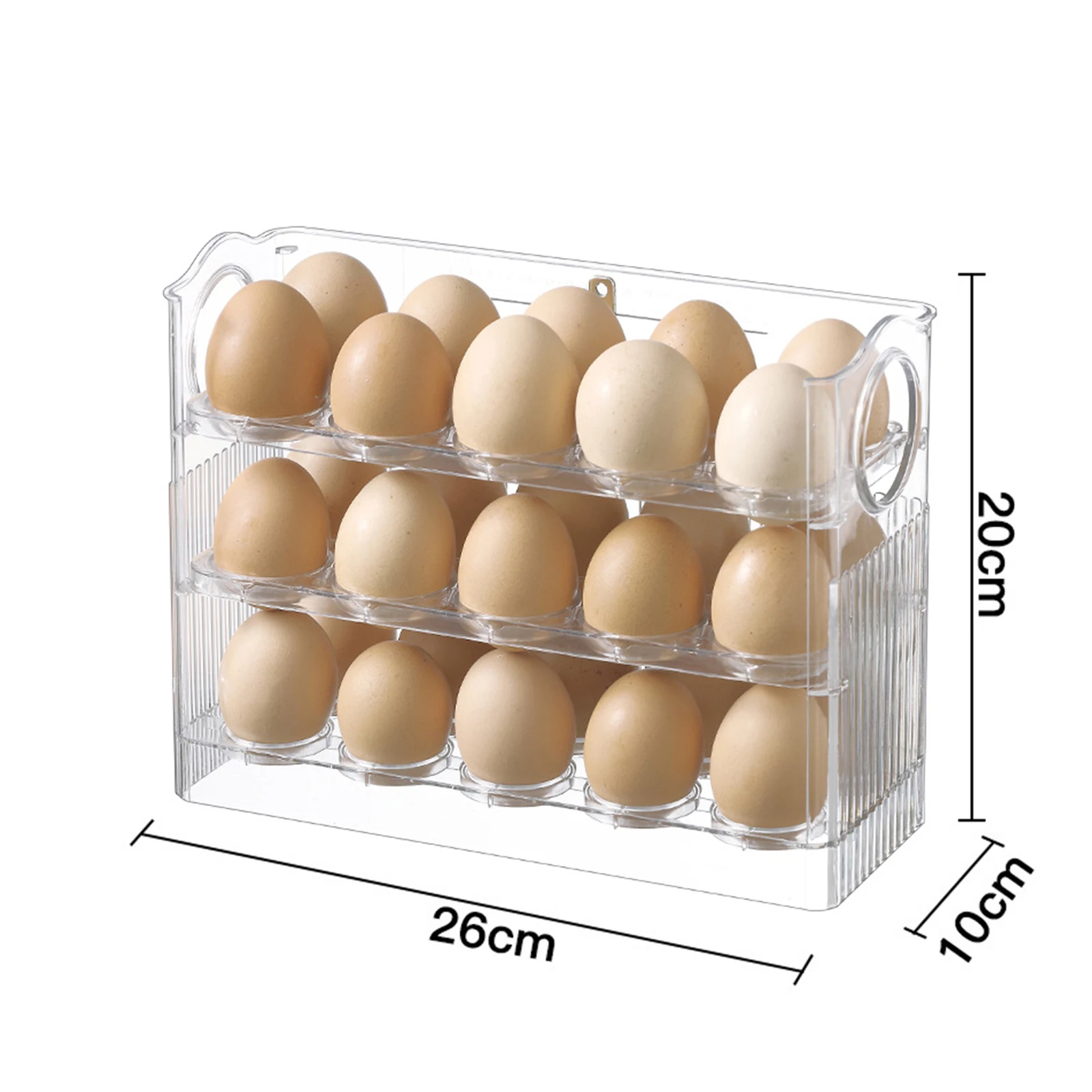 Fridja 30 Grid Egg Holder for Refrigerator, 3-Layer Egg Storage Container,  Plastic Chicken Egg Tray Egg Fresh Storage Box for Kitchen Fridge and Table