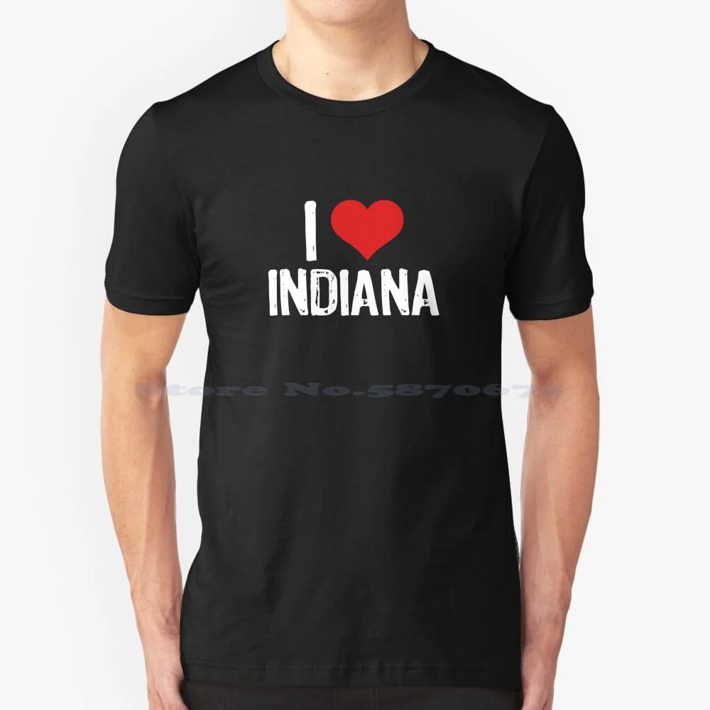 I Love Indiana T Shirt 100% Cotone Tee Houston Fort Wayne Evanville South Bend Carmel Fishers Bloomington Avon Indy