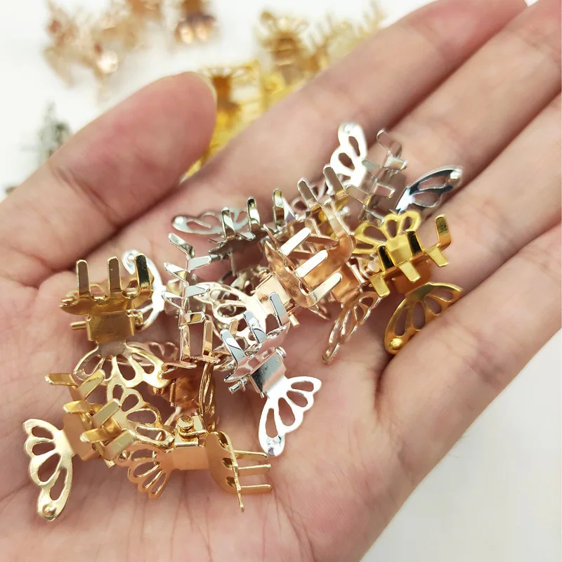 10pcs Mini Hollow Out Butterfly Design Sweet Metal Hair Clip Retro Bangs Fixed Decoration For Women And Girls