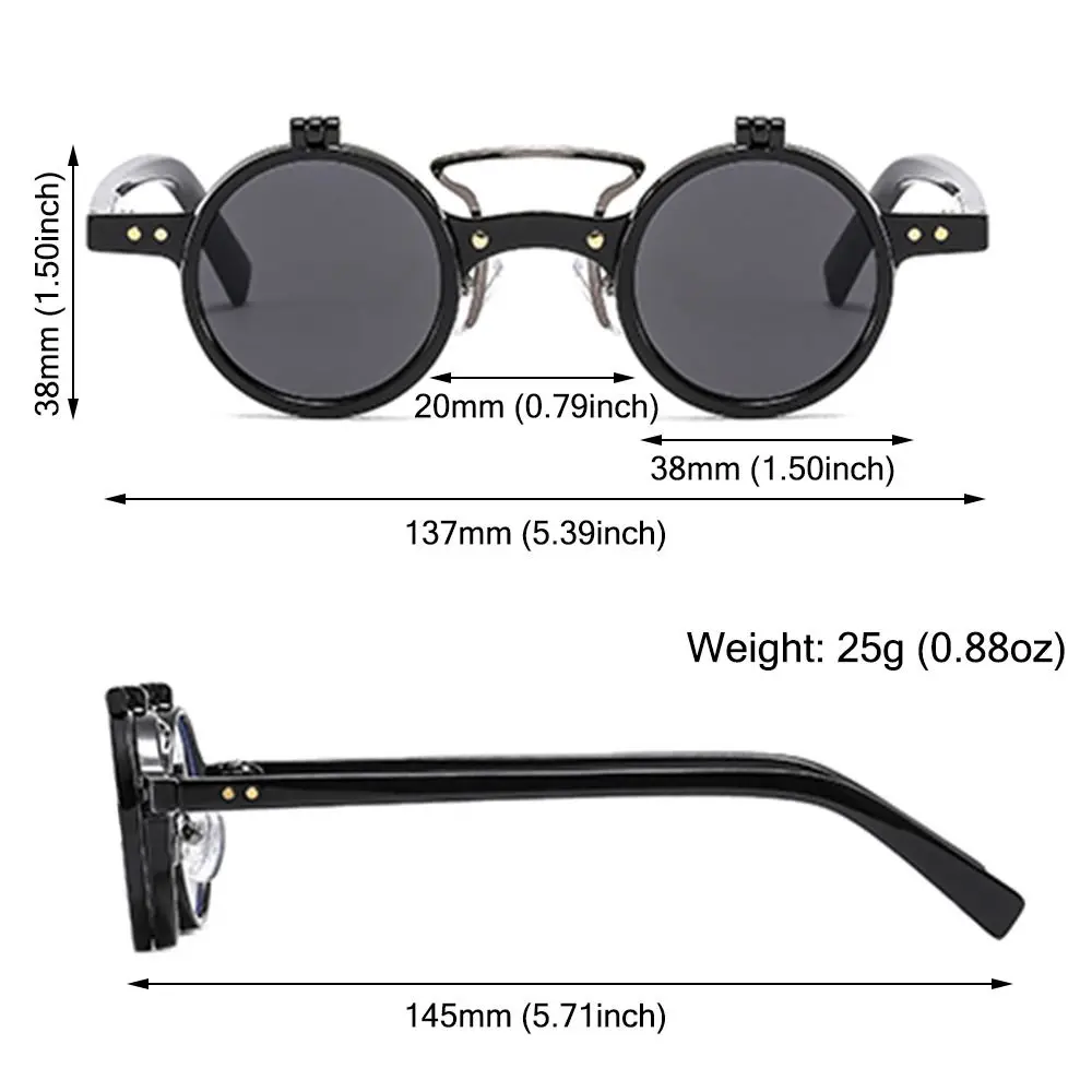 Occhiali Da Sole Steampunk Uomo Con Lente Flip Up &ndash; Montatura Metallo Nero E Oro
