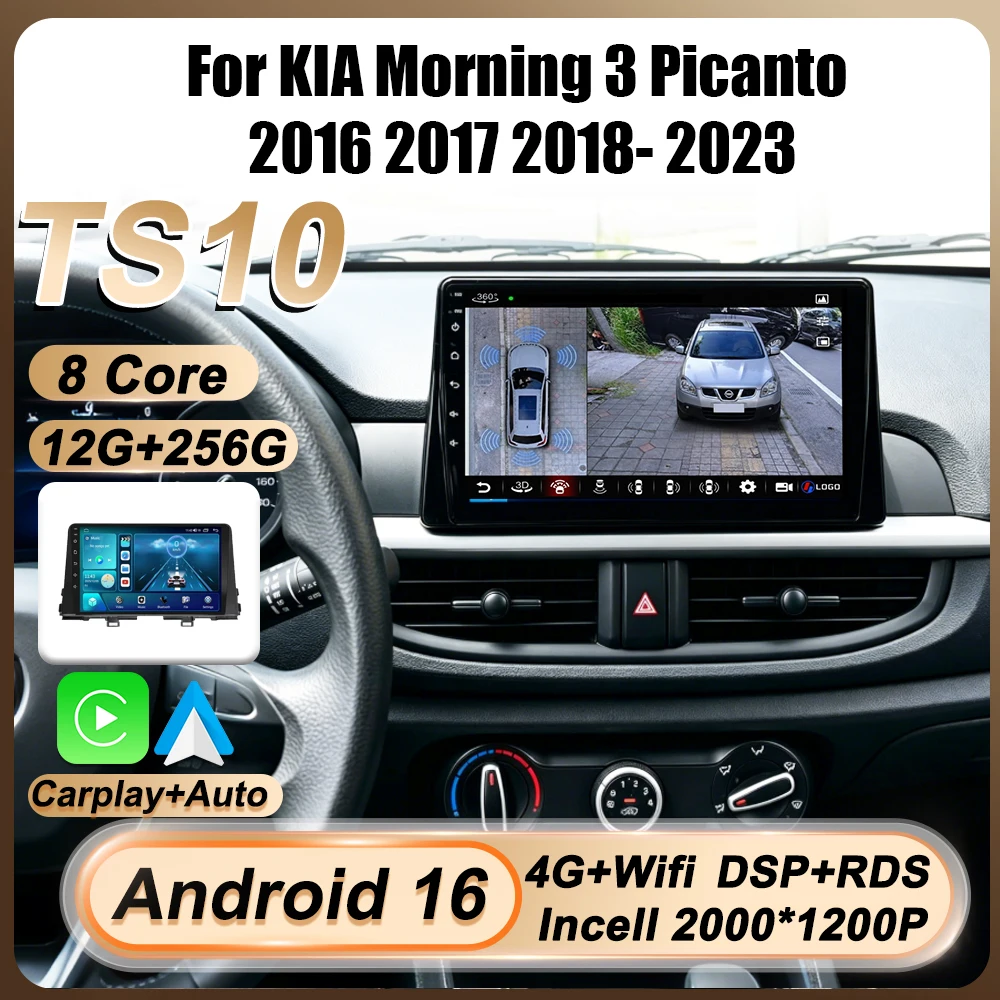 Carplay Inalámbrico para KIA Morning 3 Picanto 2016-2023, Radio de Auto Android 16, Reproductor Multimedia, GPS, Pantalla Dividida, Wifi, FM, DSP 1