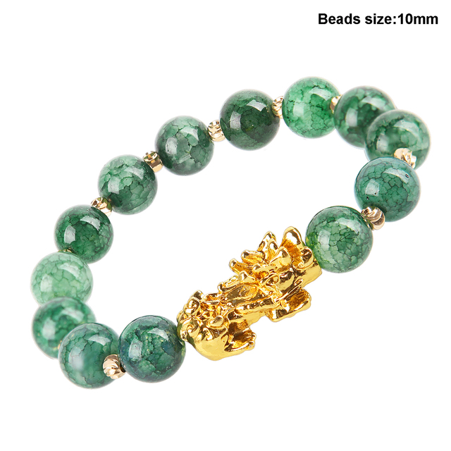 Natural Stone Bracelet Men Women Chinese Feng Shui Pi Xiu Obsidian Wristband Gold Wealth and Good Luck  Women Bracelets