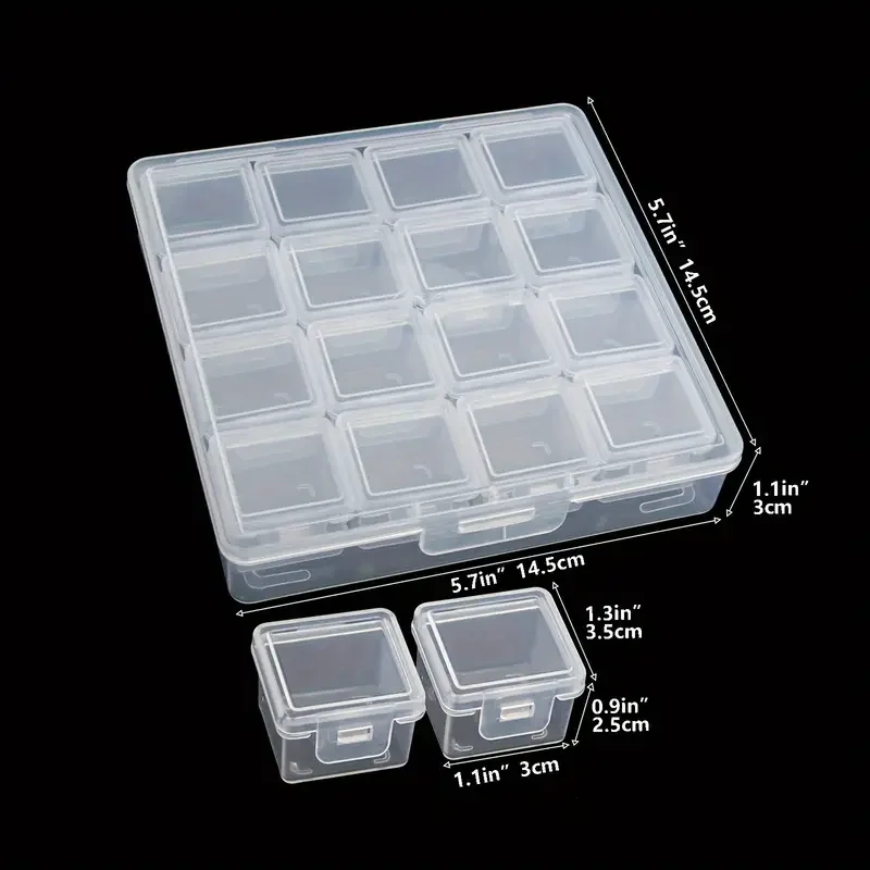 16pcs Clear Plastic Storage Box Set for Beads, Jewelry & Craft Supplies-Portable, Stackable Organizers with Individual Lids