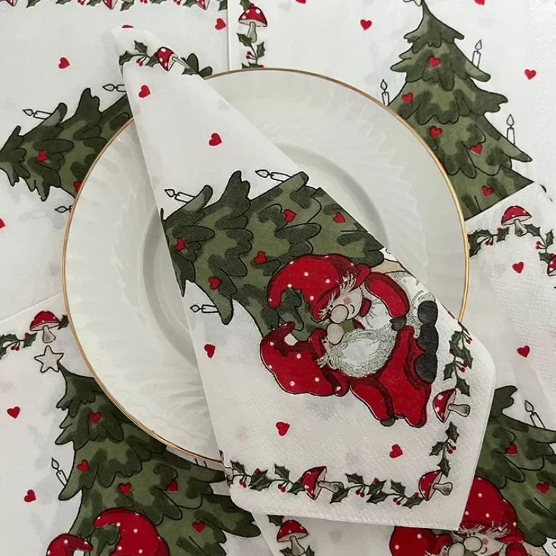 20pcs 33cm New Christmas Party Decoration Paper Christmas Tree Cartoon Father Granny Love Printed Paper Placemats