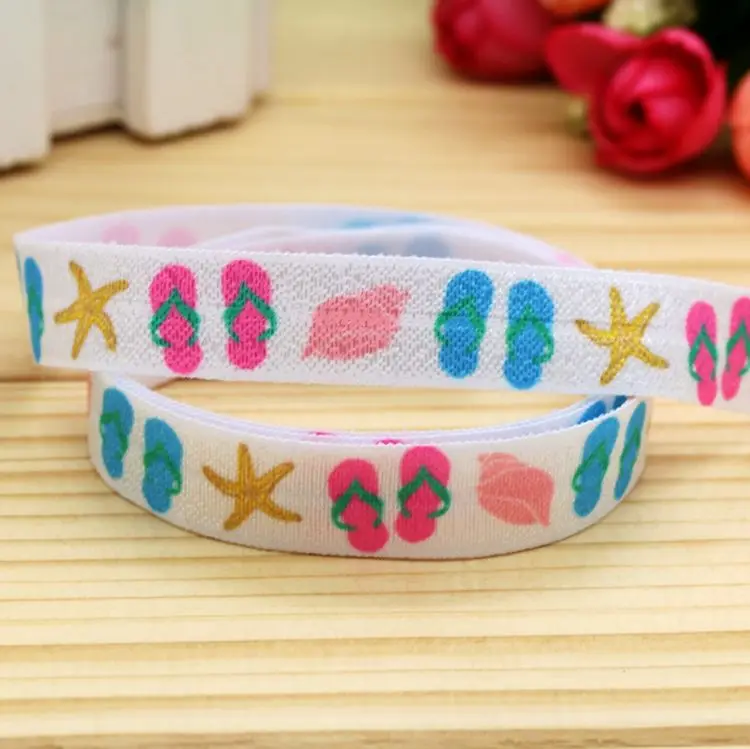 Ribbon Supplies 5/8'' 5yards Navy Anchor Fish Scale Whale Sea Animals Summer Printed Fold Elastic FOE Stretch Ribbon Headband DIY C1718 ribbon decoration,ribbon supplies