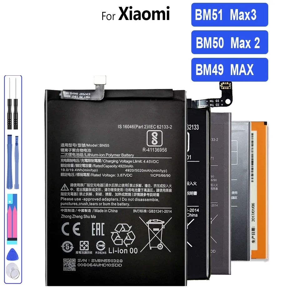 Batteria Di Ricambio Per Xiaomi Mi Max, Max 1, 2, 3, Max2, Max 3, 5300Mah, Strumenti Gratuiti, Bm51, Bm50, Bm49