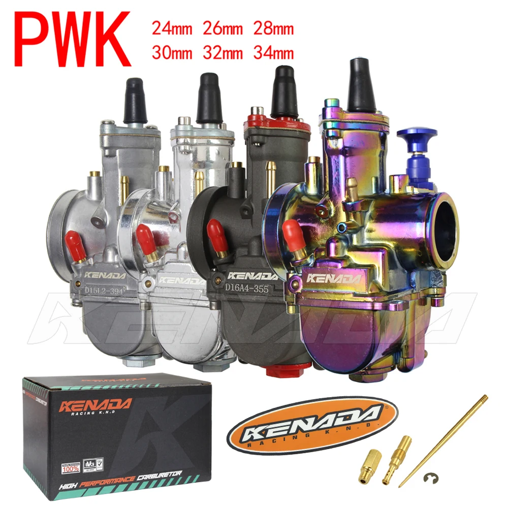 KENADA RACING Motorcycle 24 26 28 30 32 34mm Universal carburetor For Mikuni PWK carb Scooters ATV With Power Jet Dirt Bike