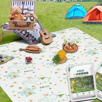 1pcs Disposable picnic mat double-layer printing travel outdoor barbecue travel sheets thickened moisture-proof , moisture-proof