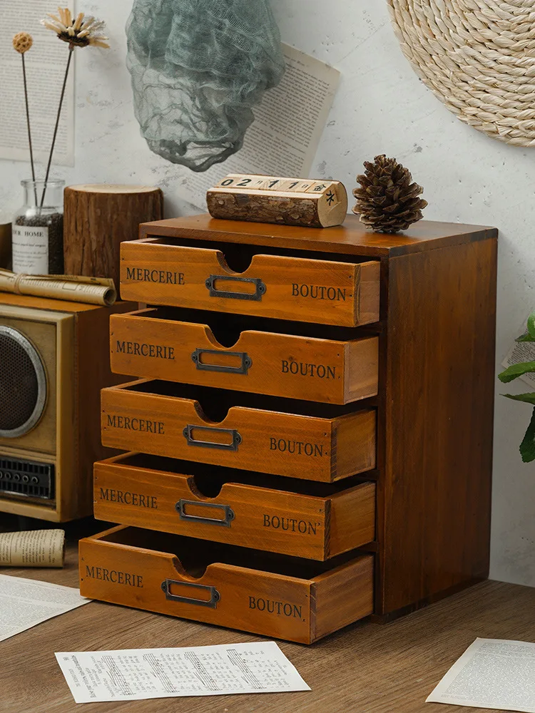 

5 - Tier Storage Drawer, Multi-Tier Wooden Desk Drawer Organizer for Home Office Desk Organizer