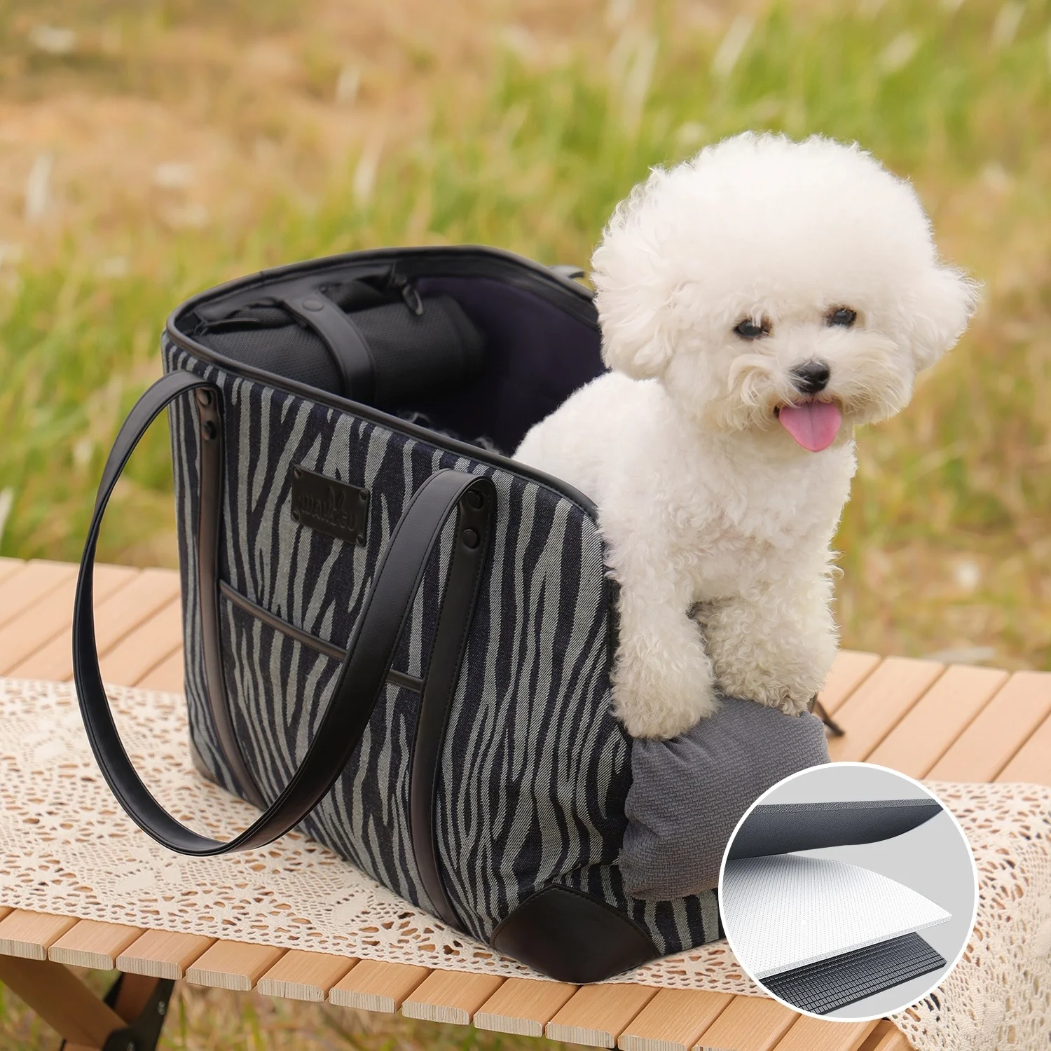 Stylish Pet Tote Bag Secure Harness Clip Large capacity breathable cat soft sided carrier bag with pillow pet Purse Carrier