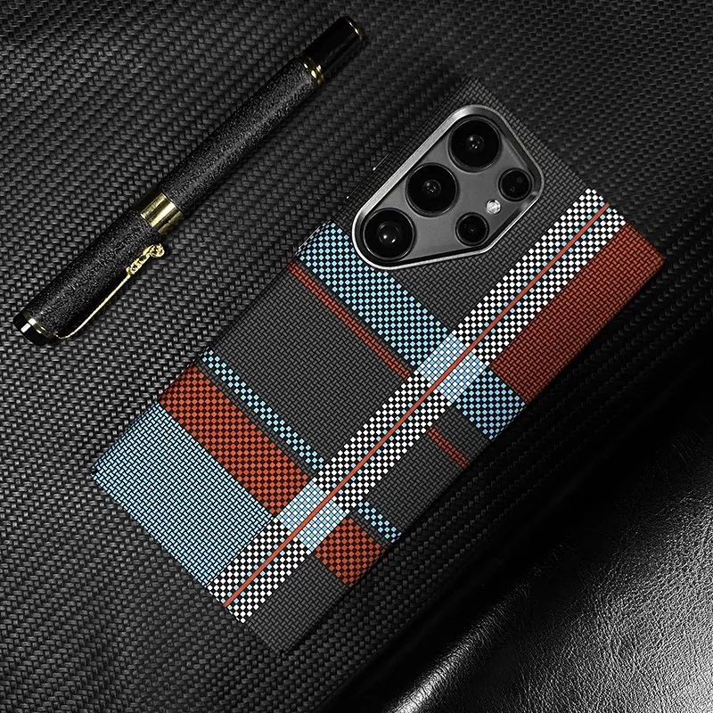 Magnetic Carbon Fiber Texture Phone Case with Alloy Lens and Enhanced Protection