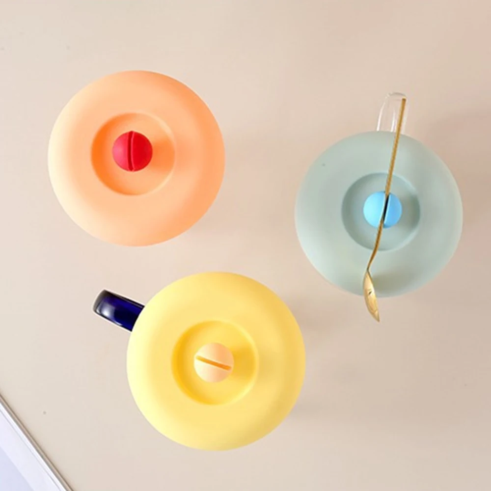 Food Grade Silicone Cup Lid Spoon Rest Household Sealed Leak-Proof Tea Coffee Mug Cups Cover Cute Drinking Accessories 텀블러 뚜껑